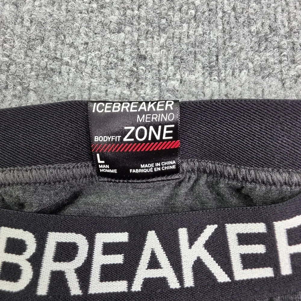 Icebreaker Bodyfit Zone Leggings Mens L Gray Merino Wool Base Layer Pants